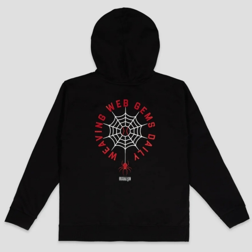 ⭐️NWT Baseballism Black Spider Web Gems Graphic Hoodie